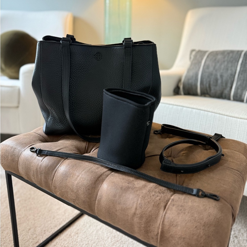 Dagne Dover Allyn Tote Small | Black Leather